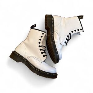 Dr. Martens White and Black Lace-Up Boots